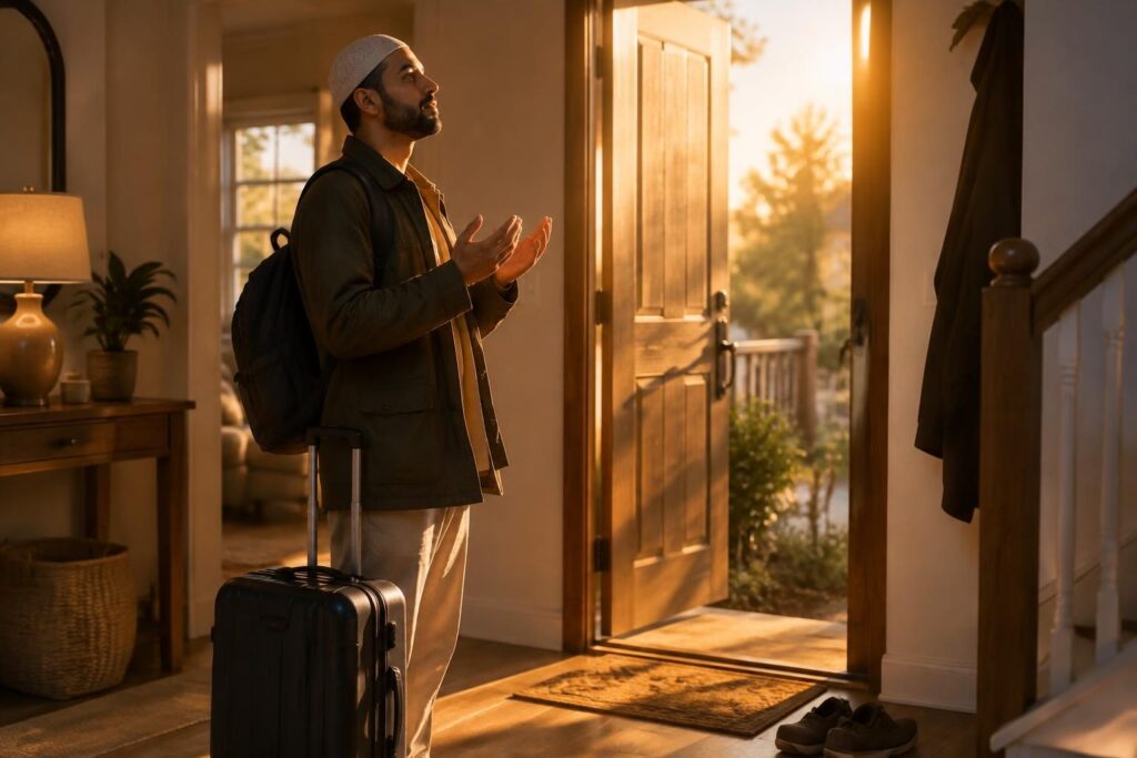 découvrez la doua safar en arabe pour le retour de voyage, avec sa traduction française, sa phonétique et un audio pour faciliter la récitation.